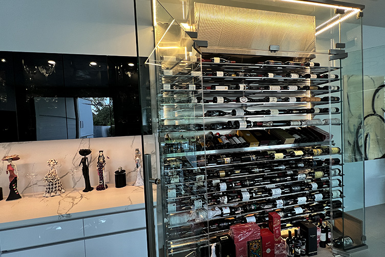 custom wine cellar in Kirby Drive, Houston, Texas
