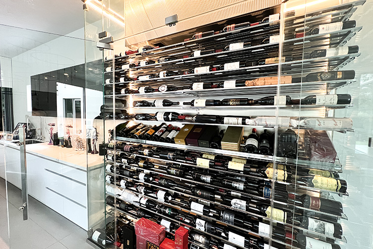 custom wine cellar in Kirby Drive, Houston, Texas