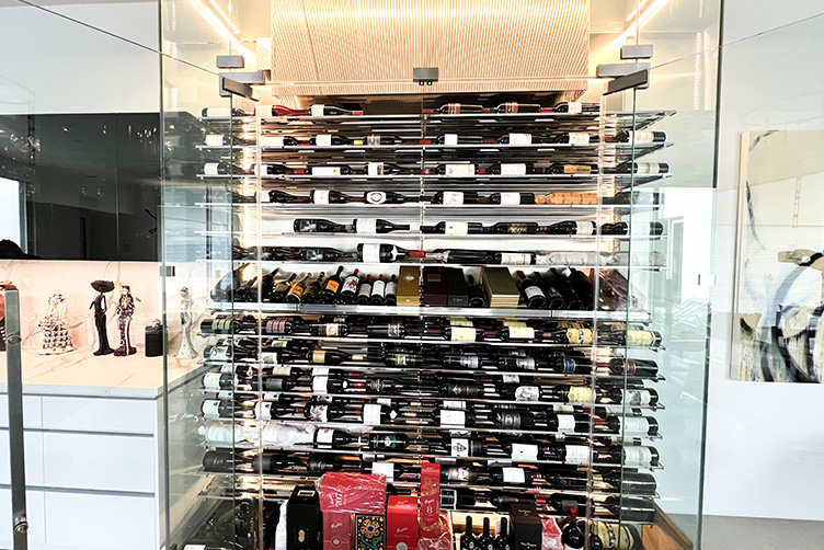 custom wine cellar in Kirby Drive, Houston, Texas