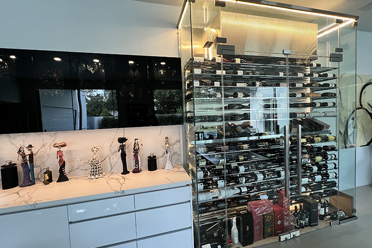 custom wine cellar in Kirby Drive, Houston, Texas